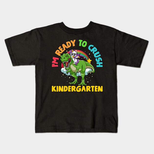 Kindergarten Back to School T Rex Kids T-Shirt by KAWAIITEE